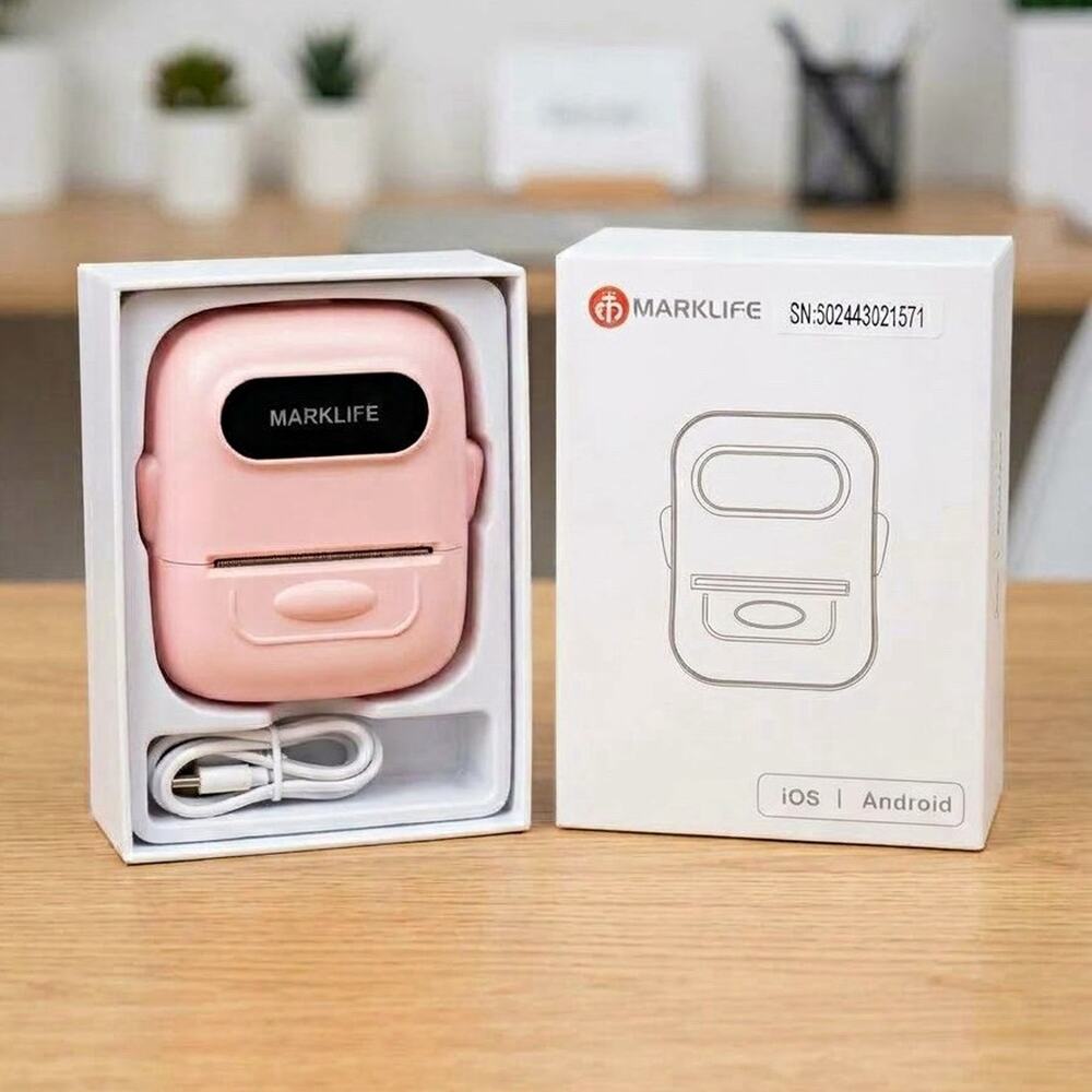 MARKLIFE P50 Bluetooth Thermal Label Maker Printer iOS/Android Pink B&W